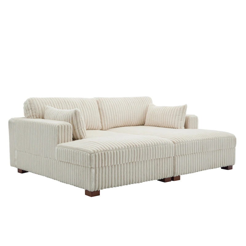 Divano componibile Sophia 84 W in velluto a coste di ciniglia con chaise longue