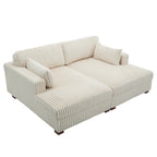 Divano componibile Sophia 84 W in velluto a coste di ciniglia con chaise longue