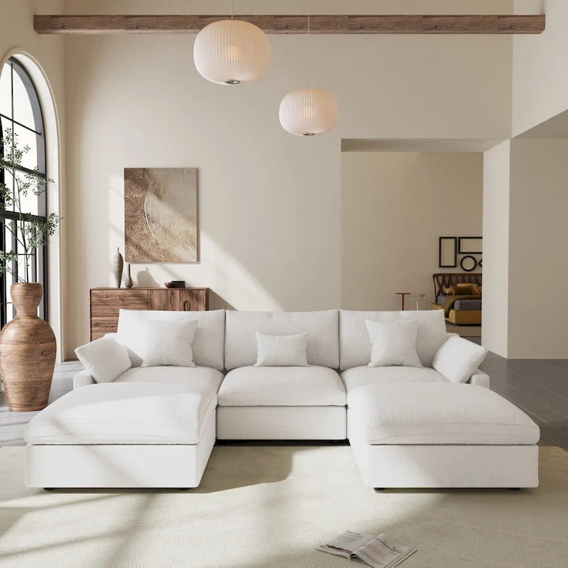 Modular Sectional Sofa Cloud Couch, 119.29 Oversized U Shaped Couch with Chaise Ottomans for Living Room