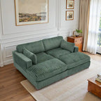 Divano componibile in velluto a coste da 208 cm con chaise longue