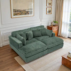 Divano componibile in velluto a coste da 208 cm con chaise longue