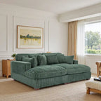 Divano componibile in velluto a coste da 208 cm con chaise longue