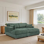 Divano componibile in velluto a coste da 208 cm con chaise longue