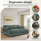 Divano componibile in velluto a coste da 208 cm con chaise longue