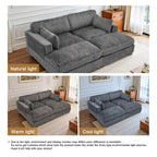 Divano componibile in velluto a coste da 208 cm con chaise longue