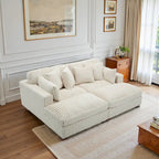 Divano componibile in velluto a coste da 208 cm con chaise longue