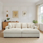 Divano componibile in velluto a coste da 208 cm con chaise longue