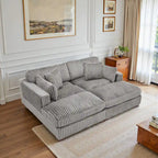 Divano componibile in velluto a coste da 208 cm con chaise longue