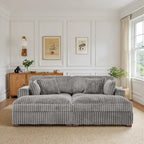 Divano componibile in velluto a coste da 208 cm con chaise longue