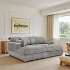Divano componibile in velluto a coste da 208 cm con chaise longue