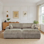 Divano componibile in velluto a coste da 208 cm con chaise longue