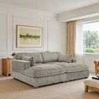 Divano componibile in velluto a coste da 208 cm con chaise longue