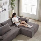 Canapé d'angle modulaire en chenille 108 places avec 6 coussins, méridienne réversible