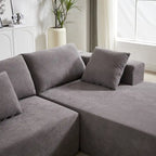 Canapé d'angle modulaire en chenille 108 places avec 6 coussins, méridienne réversible