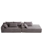 Canapé d'angle modulaire en chenille 108 places avec 6 coussins, méridienne réversible