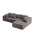 Canapé d'angle modulaire en chenille 108 places avec 6 coussins, méridienne réversible
