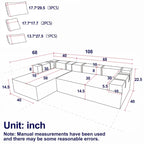 Canapé d'angle modulaire en chenille 108 places avec 6 coussins, méridienne réversible