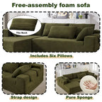 Canapé d'angle modulaire en chenille 108 places avec 6 coussins, méridienne réversible