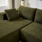 Canapé d'angle modulaire en chenille 108 places avec 6 coussins, méridienne réversible