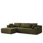 Canapé d'angle modulaire en chenille 108 places avec 6 coussins, méridienne réversible