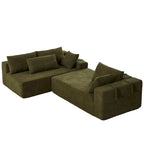 Canapé d'angle modulaire en chenille 108 places avec 6 coussins, méridienne réversible