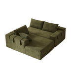 Canapé d'angle modulaire en chenille 108 places avec 6 coussins, méridienne réversible
