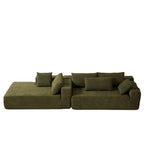 Canapé d'angle modulaire en chenille 108 places avec 6 coussins, méridienne réversible