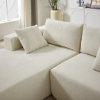 Canapé d'angle modulaire en chenille 108 places avec 6 coussins, méridienne réversible