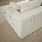 Canapé d'angle modulaire en chenille 108 places avec 6 coussins, méridienne réversible