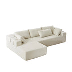 Canapé d'angle modulaire en chenille 108 places avec 6 coussins, méridienne réversible