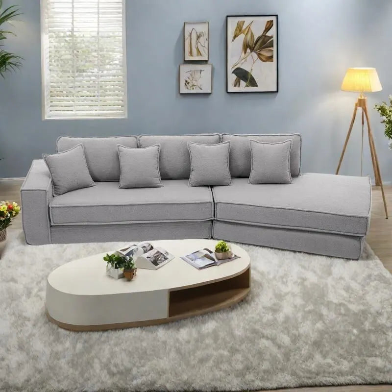 Divano letto convertibile 133 in velluto effetto agnello con 7 cuscini (3 per schienale + 4 decorativi), design pieghevole per il gaming