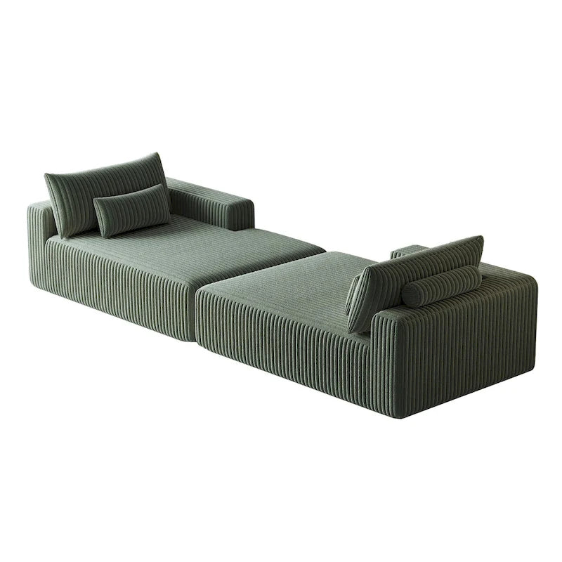Divano componibile a chaise longue 102 Corduroy Cloud con divano letto reclinabile, design senza montaggio e schienale ergonomico