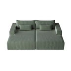 Divano componibile a chaise longue 102 Corduroy Cloud con divano letto reclinabile, design senza montaggio e schienale ergonomico