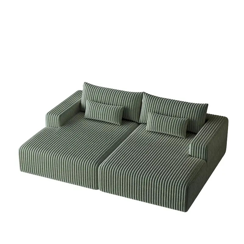Divano componibile a chaise longue 102 Corduroy Cloud con divano letto reclinabile, design senza montaggio e schienale ergonomico