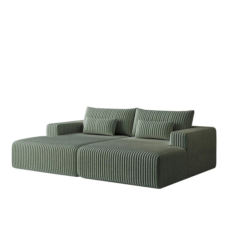 Divano componibile a chaise longue 102 Corduroy Cloud con divano letto reclinabile, design senza montaggio e schienale ergonomico