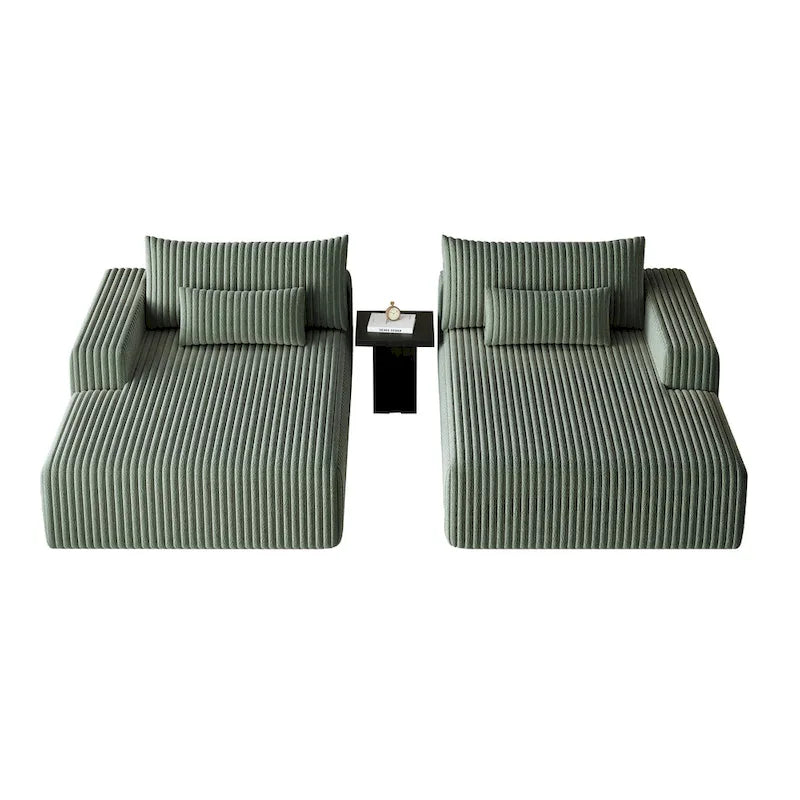 Divano componibile a chaise longue 102 Corduroy Cloud con divano letto reclinabile, design senza montaggio e schienale ergonomico