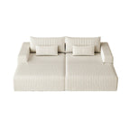 Divano componibile a chaise longue 102 Corduroy Cloud con divano letto reclinabile, design senza montaggio e schienale ergonomico