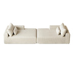 Divano componibile a chaise longue 102 Corduroy Cloud con divano letto reclinabile, design senza montaggio e schienale ergonomico