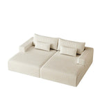 Divano componibile a chaise longue 102 Corduroy Cloud con divano letto reclinabile, design senza montaggio e schienale ergonomico