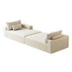 Divano componibile a chaise longue 102 Corduroy Cloud con divano letto reclinabile, design senza montaggio e schienale ergonomico
