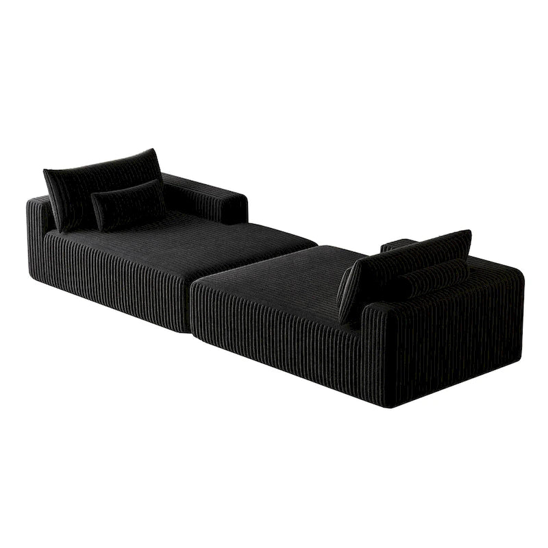 Divano componibile a chaise longue 102 Corduroy Cloud con divano letto reclinabile, design senza montaggio e schienale ergonomico