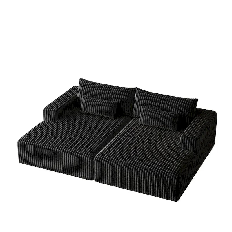 Divano componibile a chaise longue 102 Corduroy Cloud con divano letto reclinabile, design senza montaggio e schienale ergonomico