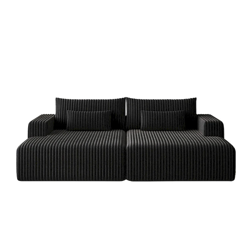 Divano componibile a chaise longue 102 Corduroy Cloud con divano letto reclinabile, design senza montaggio e schienale ergonomico