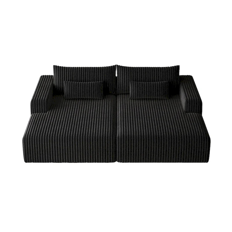 Divano componibile a chaise longue 102 Corduroy Cloud con divano letto reclinabile, design senza montaggio e schienale ergonomico