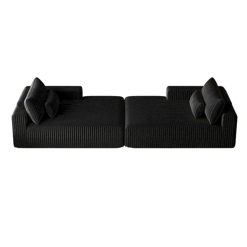 Divano componibile a chaise longue 102 Corduroy Cloud con divano letto reclinabile, design senza montaggio e schienale ergonomico