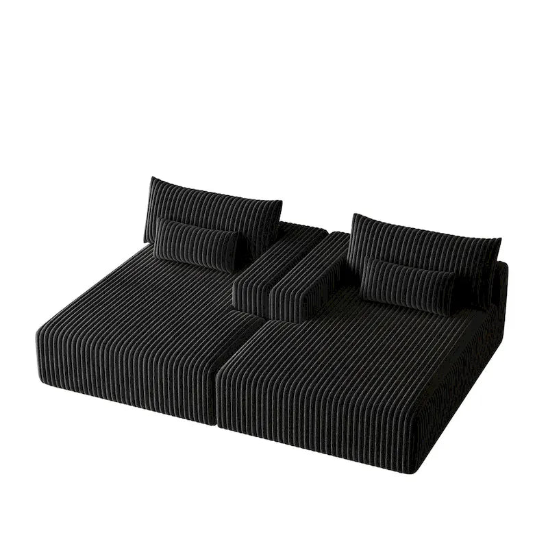 Divano componibile a chaise longue 102 Corduroy Cloud con divano letto reclinabile, design senza montaggio e schienale ergonomico