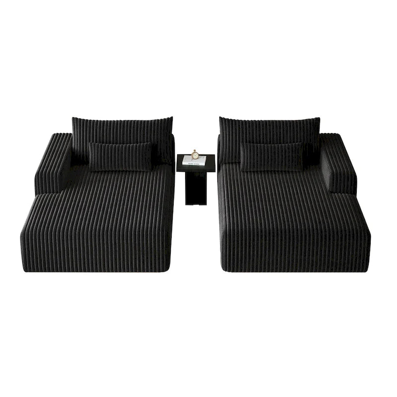 Divano componibile a chaise longue 102 Corduroy Cloud con divano letto reclinabile, design senza montaggio e schienale ergonomico