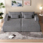 Divano componibile a chaise longue 102 Corduroy Cloud con divano letto reclinabile, design senza montaggio e schienale ergonomico