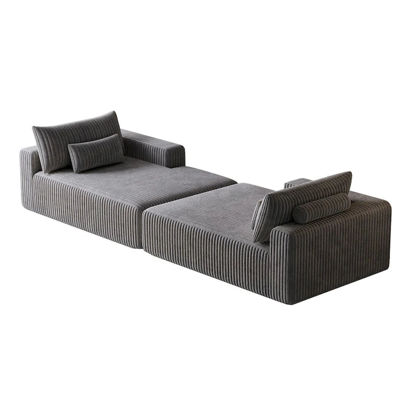 Divano componibile a chaise longue 102 Corduroy Cloud con divano letto reclinabile, design senza montaggio e schienale ergonomico