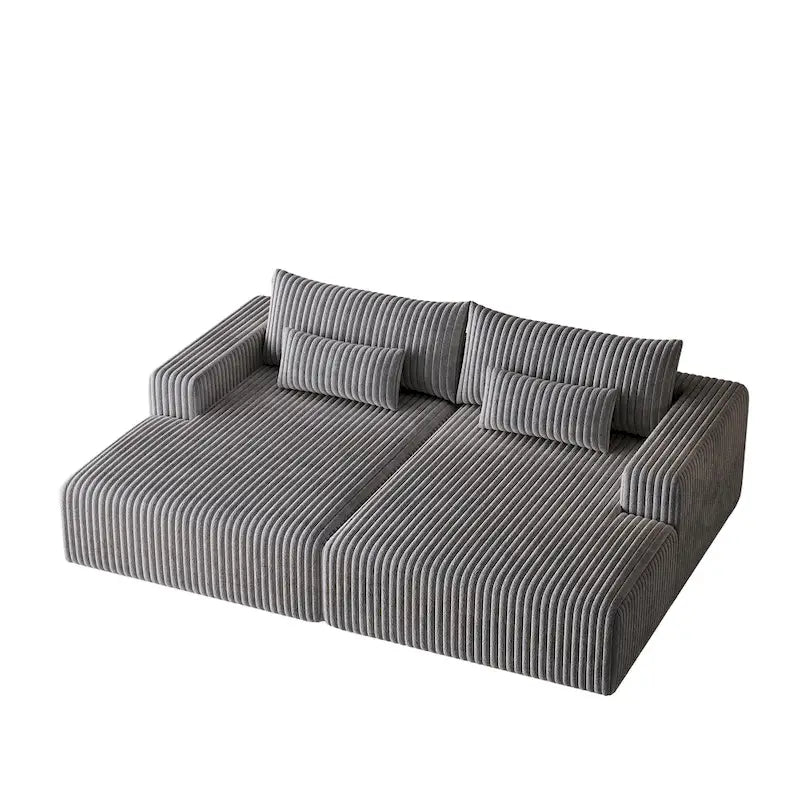 Divano componibile a chaise longue 102 Corduroy Cloud con divano letto reclinabile, design senza montaggio e schienale ergonomico